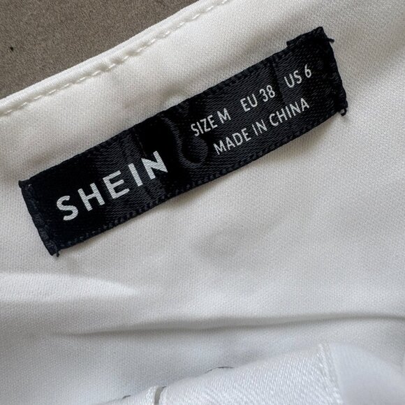 SHEIN | White Pleated Peplum Bustier Top (M) - Picture 5 of 9